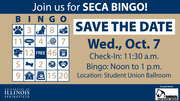 SECA Bingo event flyer, details for October 7 at Student Union Ballroom.
