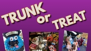 Trunk or Treat event flyer with three pictures of past events