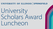 University Scholars Award Luncheon poster with colorful arc design.