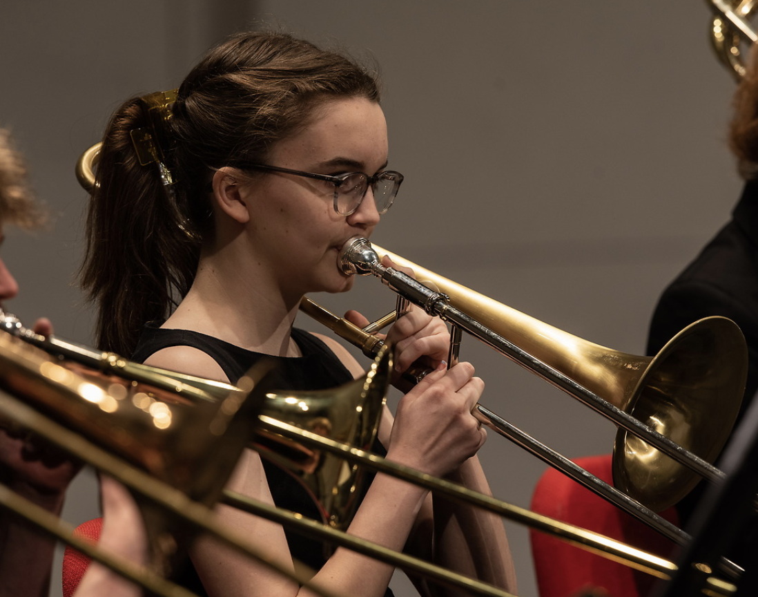 woman playing the trombone