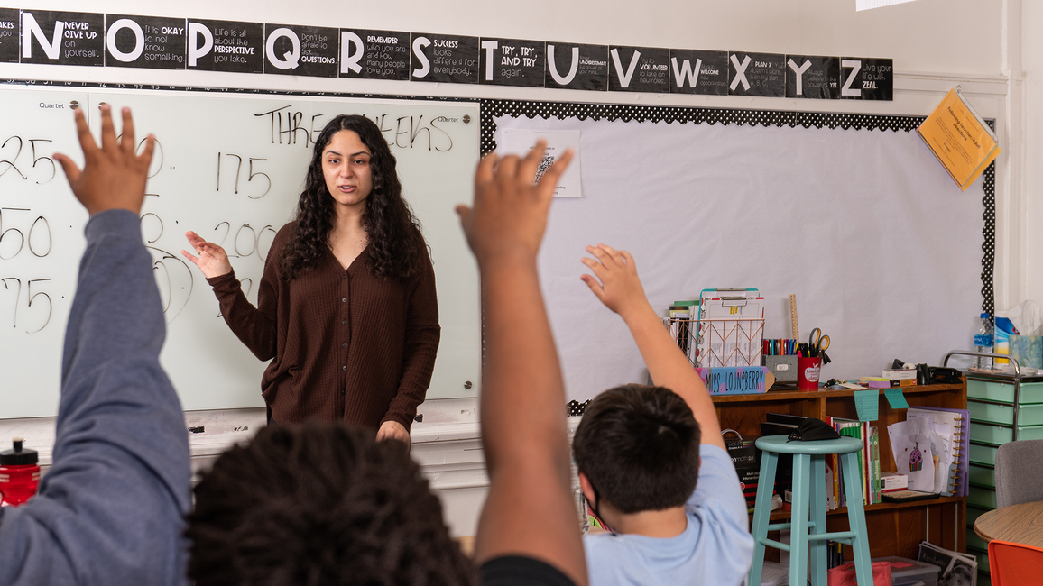 Teacher and students in a classroom