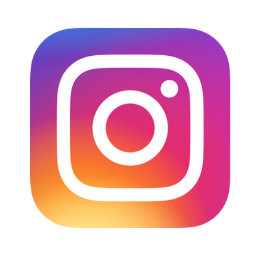 Instagram Icon. Purple, pink, orange, yellow background with a white camera outline