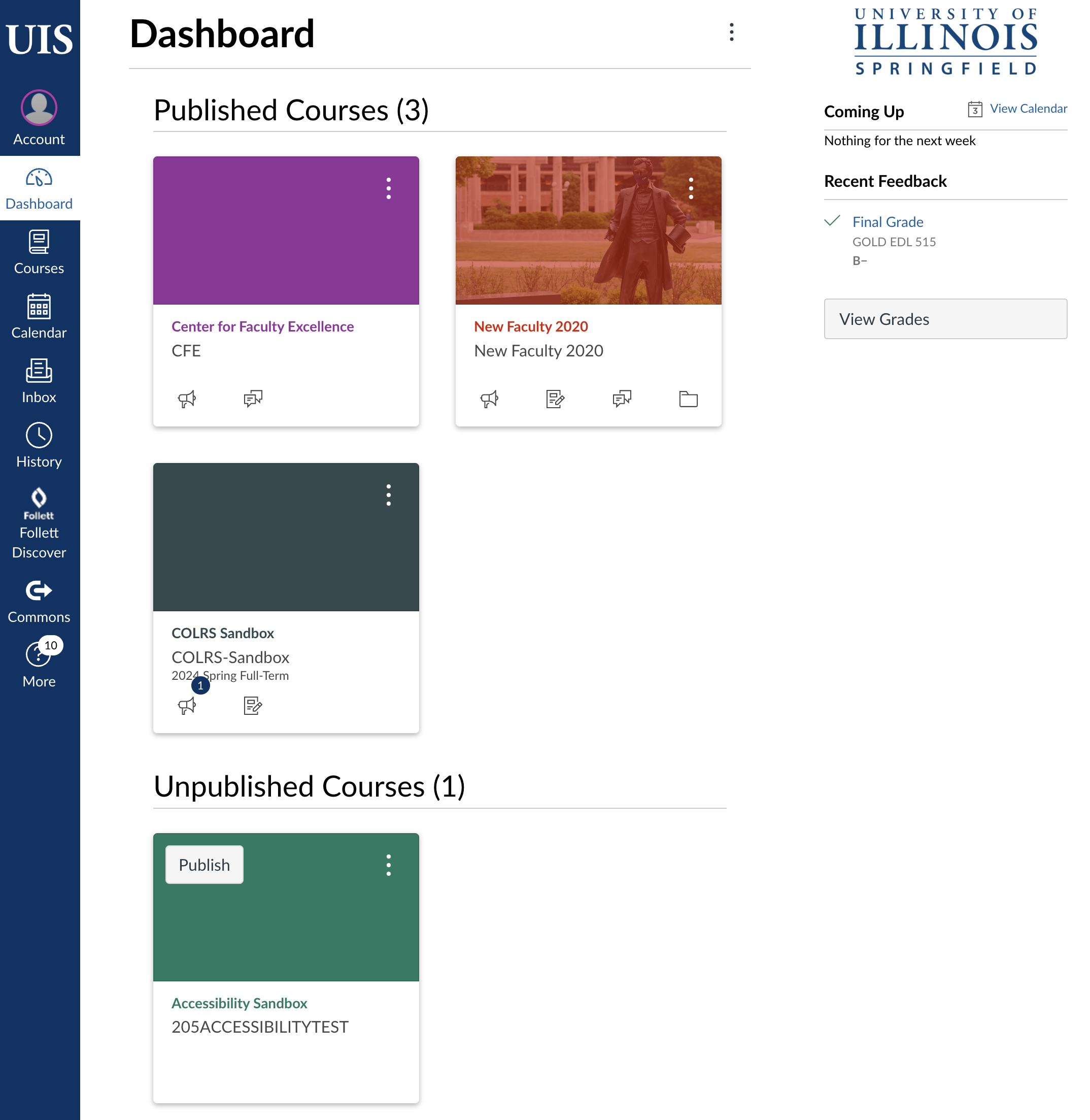 screenshot of Canvas Dashboard