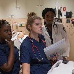 nursing students at computer
