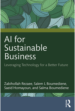 AI for Sustainable Business book cover with leaf design.