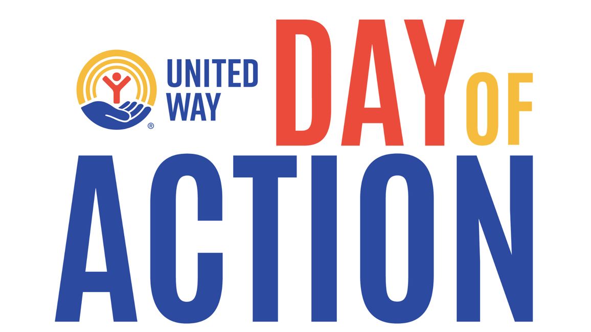 United Way Day of Action logo with blue, red and orange text.