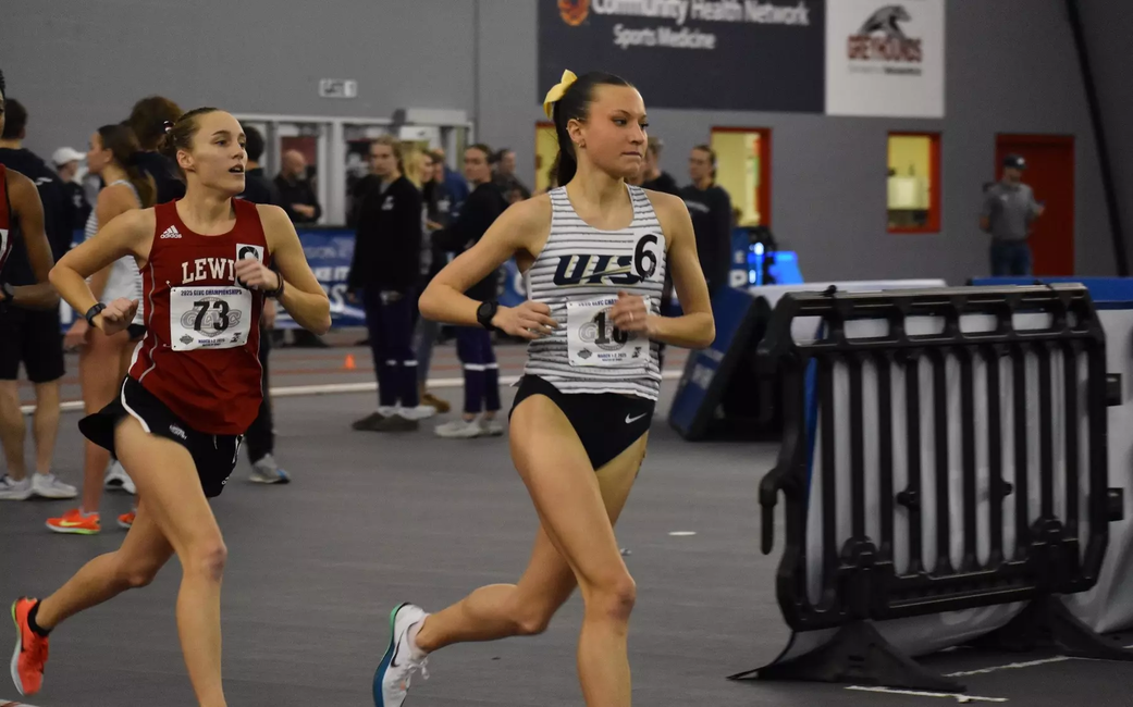 Maddie Miller racing indoor track