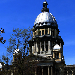 Illinois State Capitol during spring