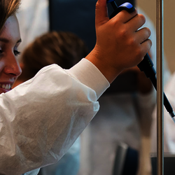students in a biology lab