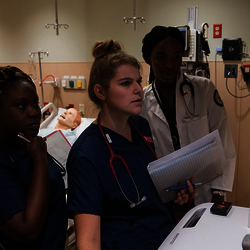 nursing students at computer