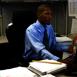 student at desk