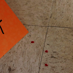 blood spots next to 4 on card