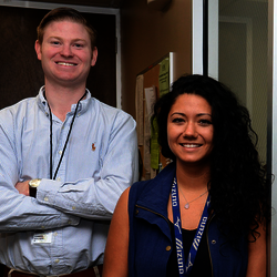 students in front of public health sign