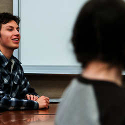 students having class discussion