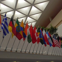 a line of country flags from around the world