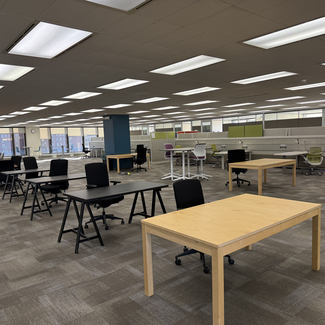 coworking space with a lot of desk