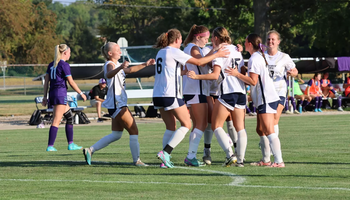 UIS Women's Soccer team celebrates a goal