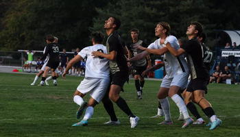 Soccer players during corner kick