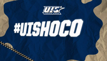 #UISHOCO on a blue and gold background