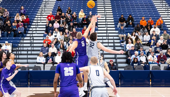 Tipoff at a UIS men's basketball game