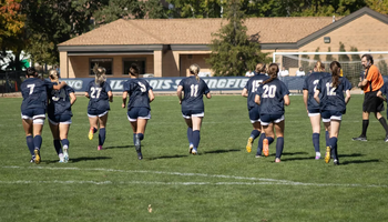 UIS Women's Soccer team celebrating