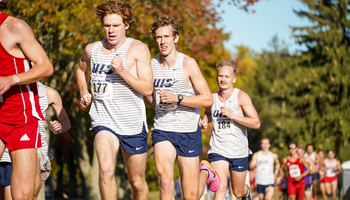 Balin Doud, Noah Tegeler, and Brock Loftus running cross country