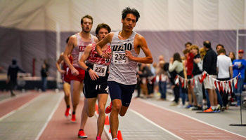 Isaac Cortes racing at GLVC indoor championship