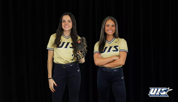 Rosie Bartlett and Malia Bender, UIS Athletics logo