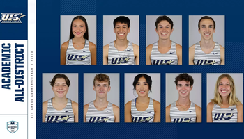 UIS Cross Country/Track & Field CSC Academic All-District. Madelyn Miller, Isaac Cortes, Briar Nevills, Ryan Jones, Jordan Serrahn, Noah Tegeler, Kaleigh Inniss, Joey Karlesky, Allison Thompson