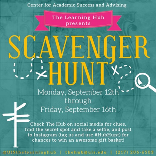 Learning Hub scavenger hunt flyer