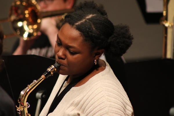 Photo of woman playing saxophone