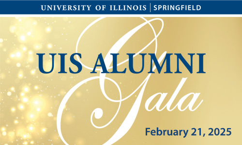 Gold sparkly background with UIS Alumni Gala logo