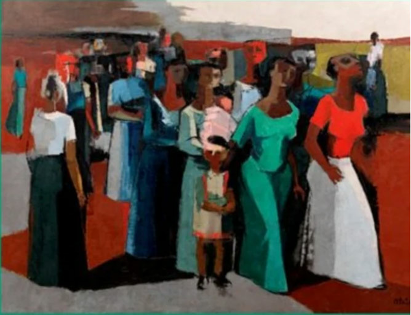 artwork of black women in line on the cover of Keisha Ray's Black Health book