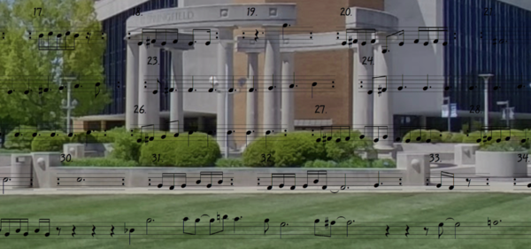 UIS Colonnade with Musical Notes as Decoration