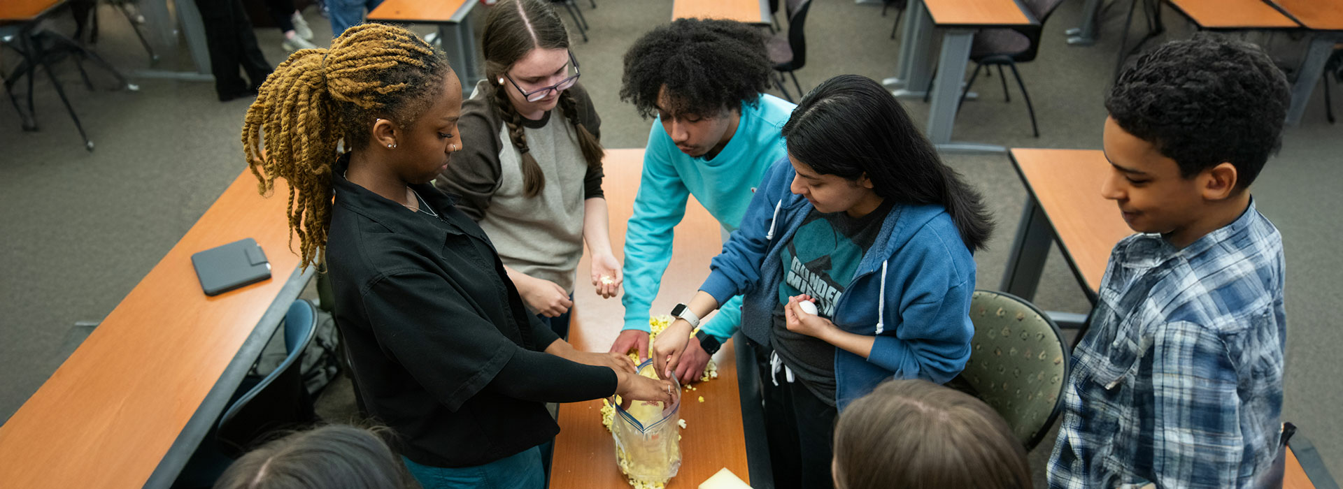 students at table