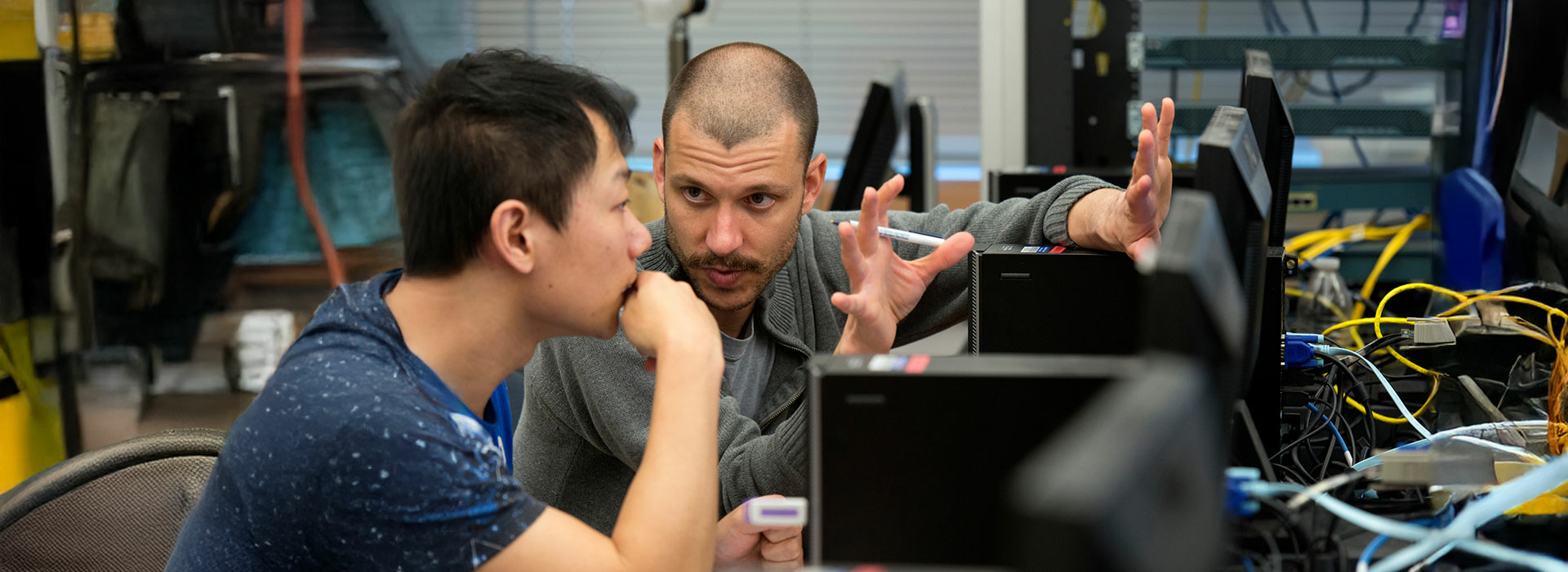 professor speaking with student