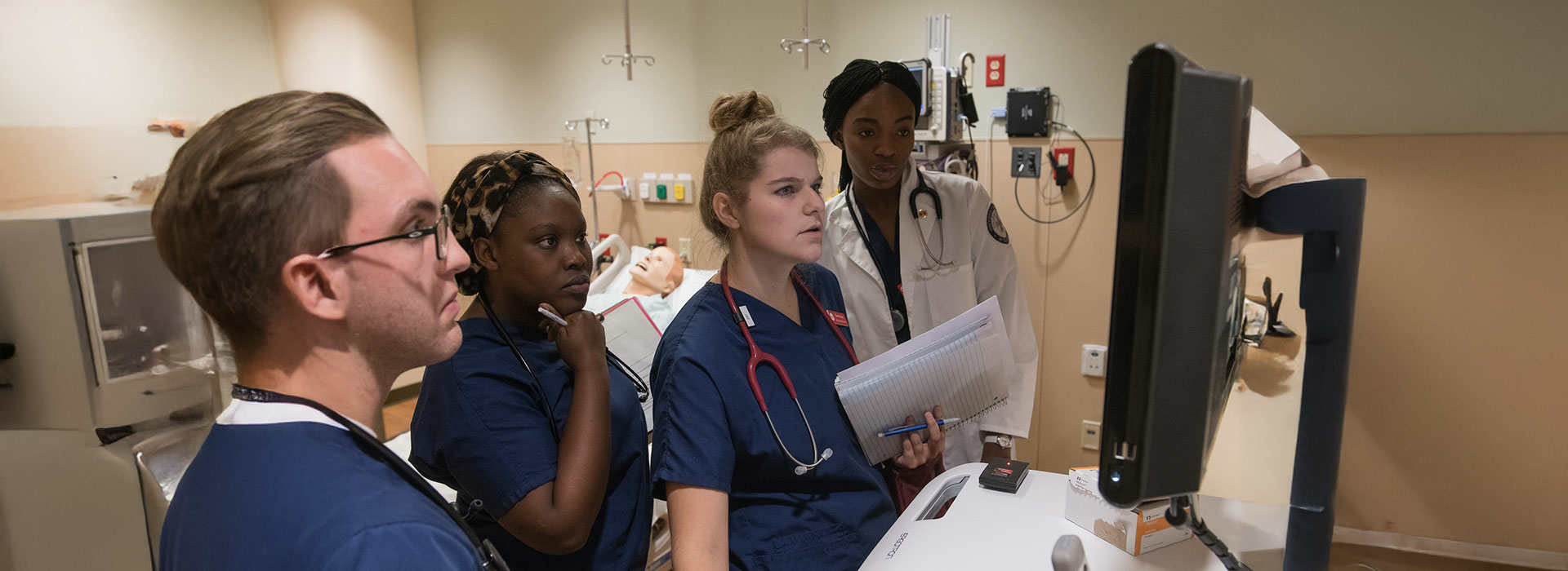 nursing students at computer